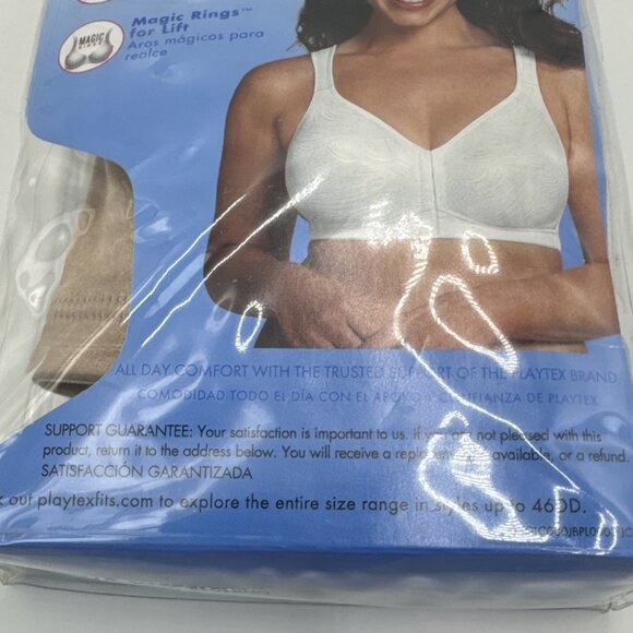 Playtex 18hr Wirefree Bra 38B Nude PowerSupport Front Close Smoothing E525 - Picture 14 of 15